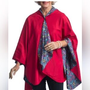 Rain Caper Reversable Waterproof NWTags Cape With Hood, Button Close Front. OS